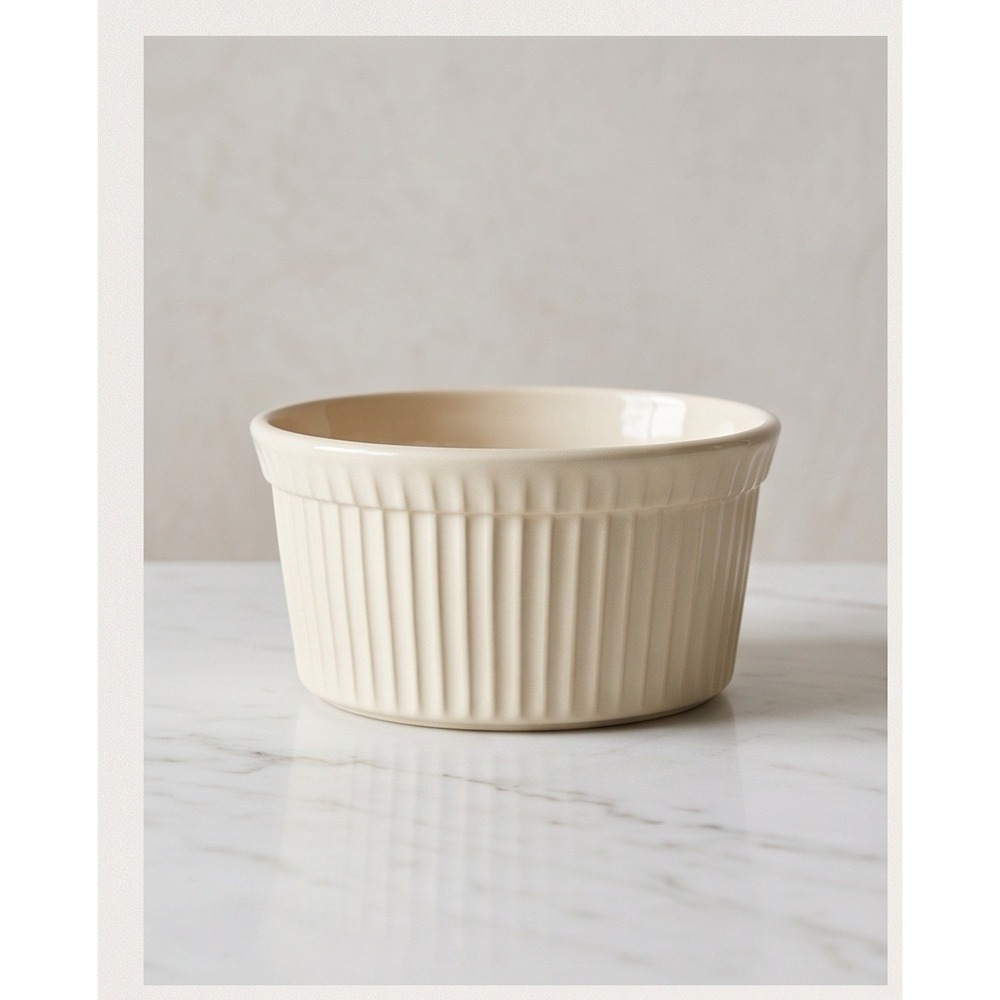 Vintage Stangl Cookrite Ovenware 1 QT Ribbed Serving Bowl Cream Ceramic Heritage